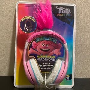 Trolls World Tour Poppy Kids Glow In The Dark Wired Headphones - DreamWorks NEW!